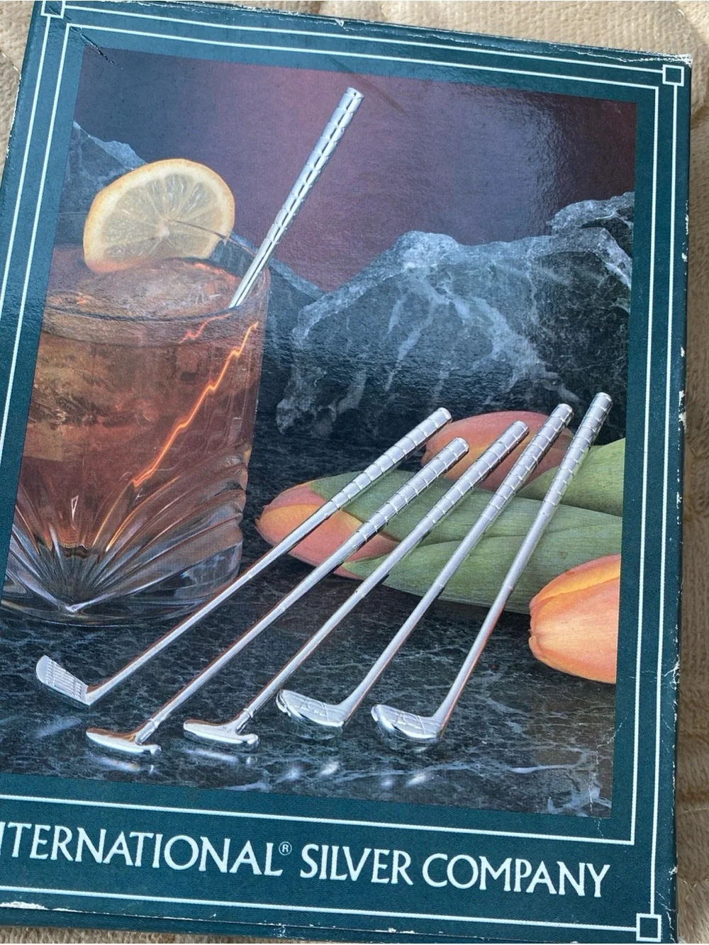 Silverplated Golf Stir Cocktail Sticks Set of 6 VTG International Silver Co.
